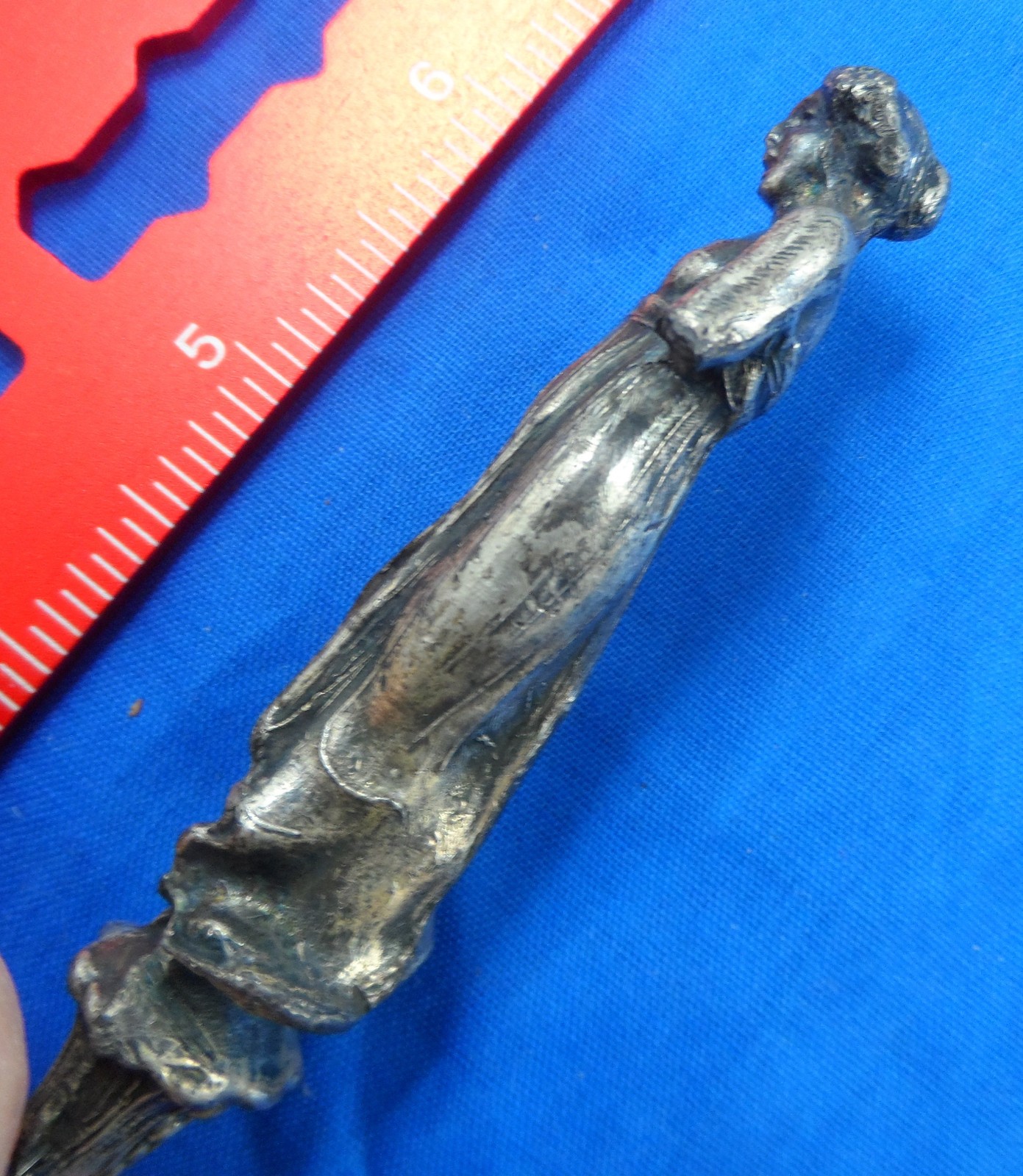 Antique Paper Knife Figural Italy ? 7-1/4″ Souvenir Silverplate Letter Opener