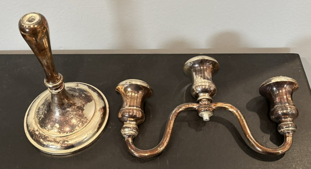 Sheffield Silver Co Silverplate Candlestick Italy Elegant 9 3/4” 9 1/4″ Romance
