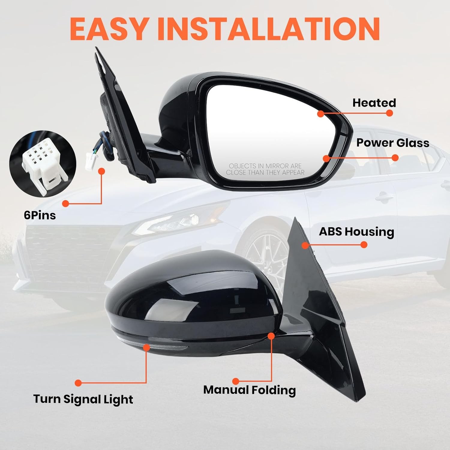 Passenger Side Mirror Compatible with 2019 2020 2021 2022 2023 Nissan Altima Mir