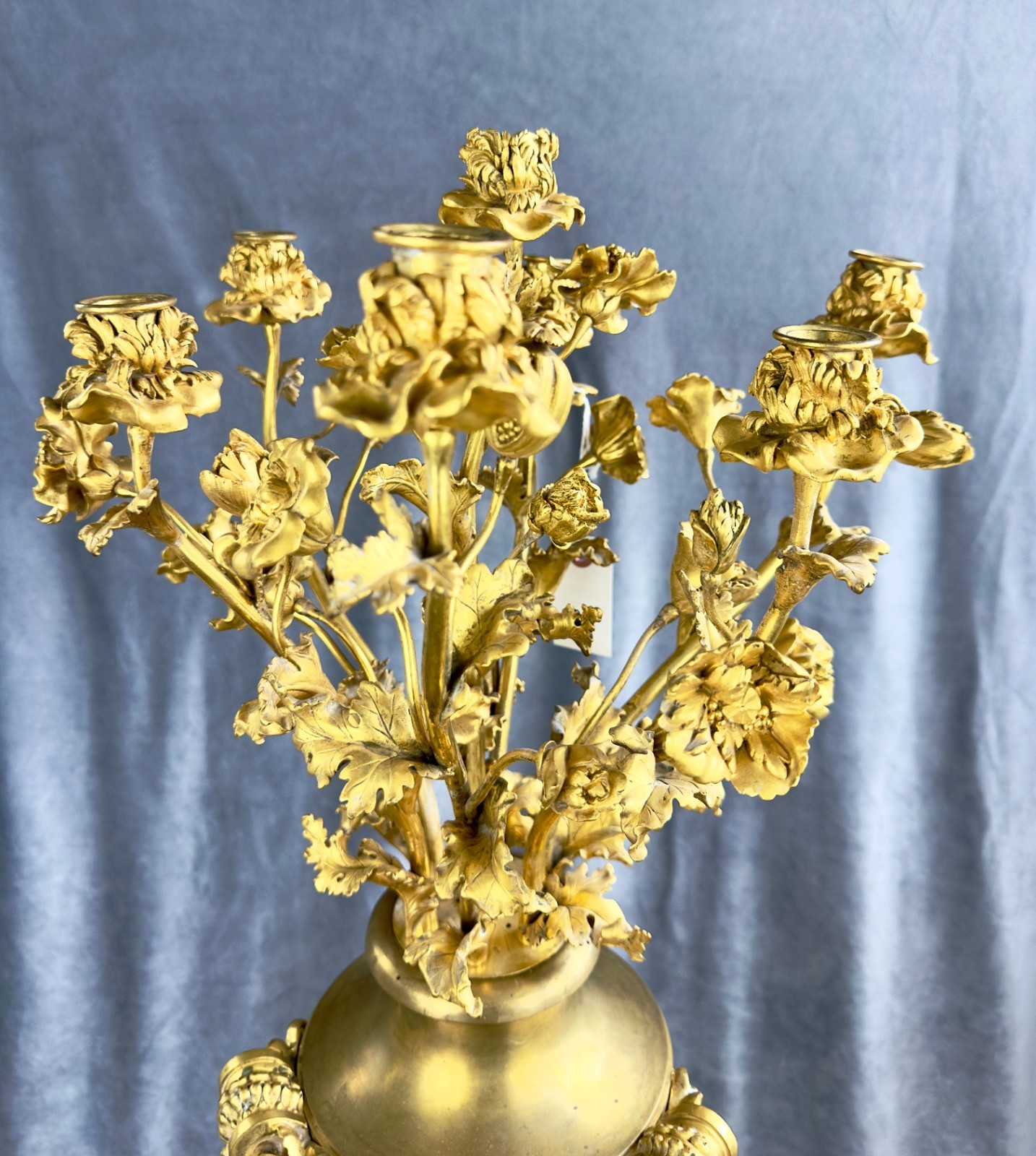 French Henry Dasson et Cie Gilt Bronze Seven-Light Poppy Candelabra 1885