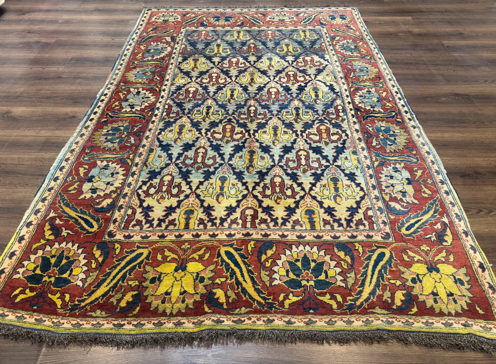Pak Per’sian Rug 6×8, Blue Red Multicolor, Unique Design, Hand Knotted, Wool