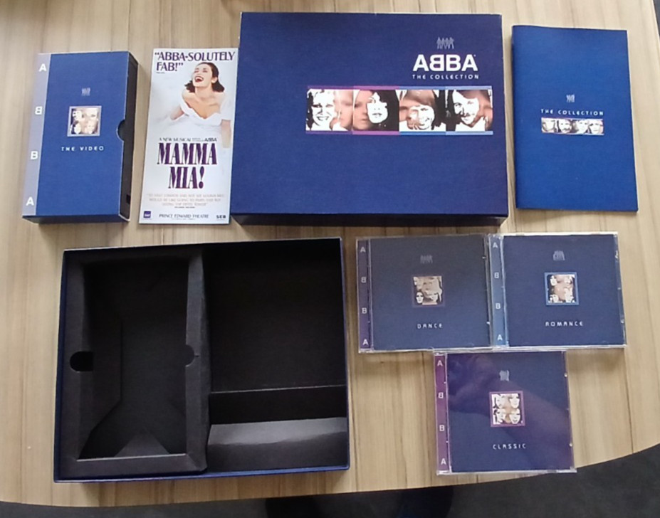 ABBA THE COLLECTION, 3CD + 1 VHS VIDEO, BOOKLET, FLYER COOL BOX SET
