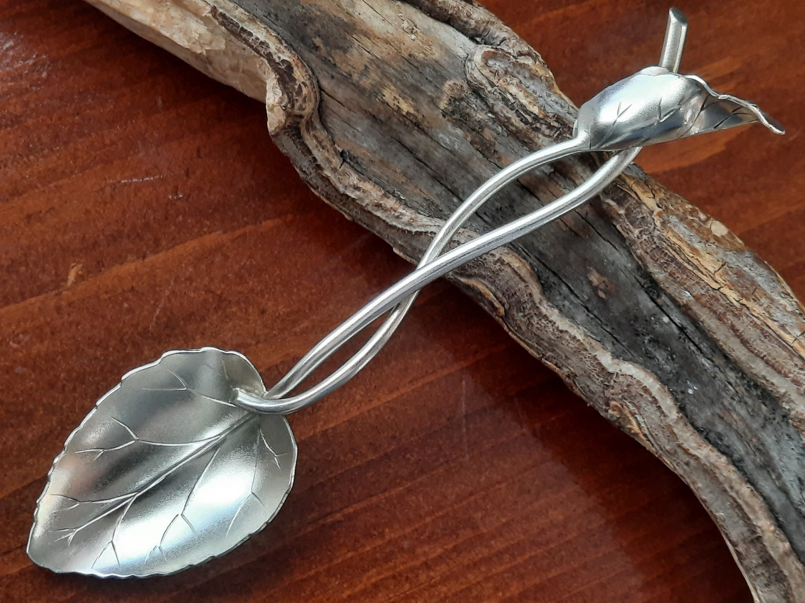 Sterling Silver Shiebler Aesthetic Naturalistic Leaf & Vine Tea Spoon
