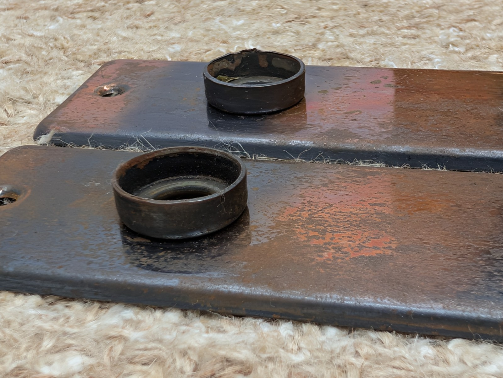 Pair 1 5/8″ x 5 1/2″ Antique Stamped Steel Door Knob Plates