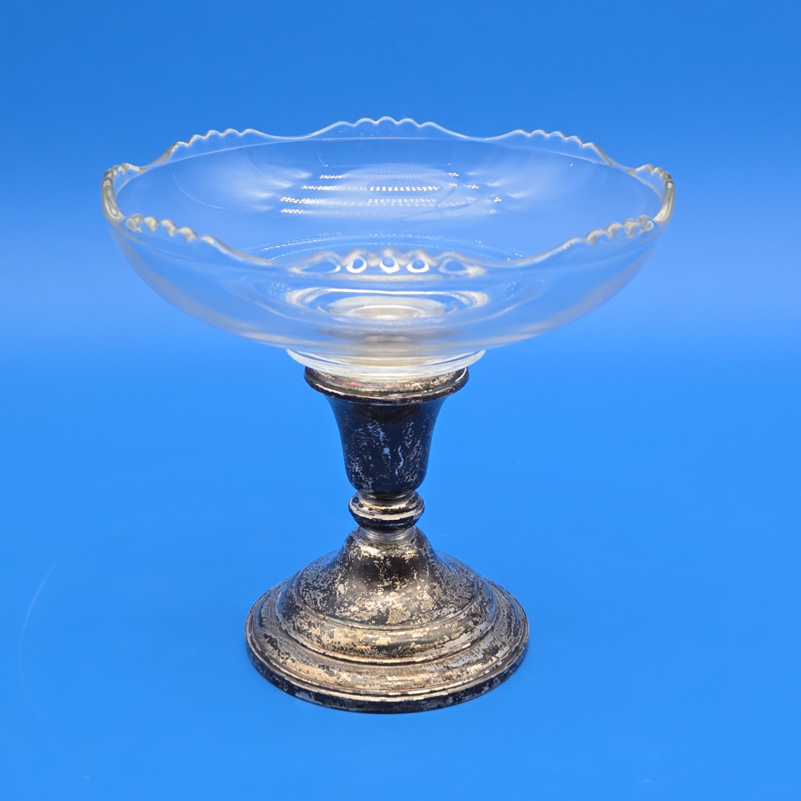 Frank M Whiting Sterling Silver Glass Compote Bowl Weighted 2001 Vintage