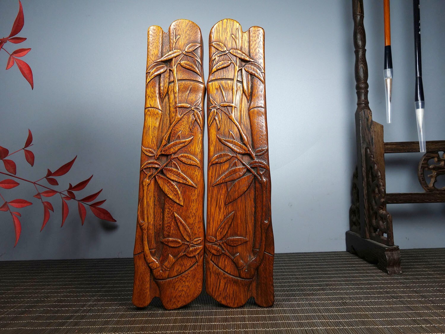 Old Tibetan Rosewood Carving Bamboo Weighing Scale Rising Step By Step Decor