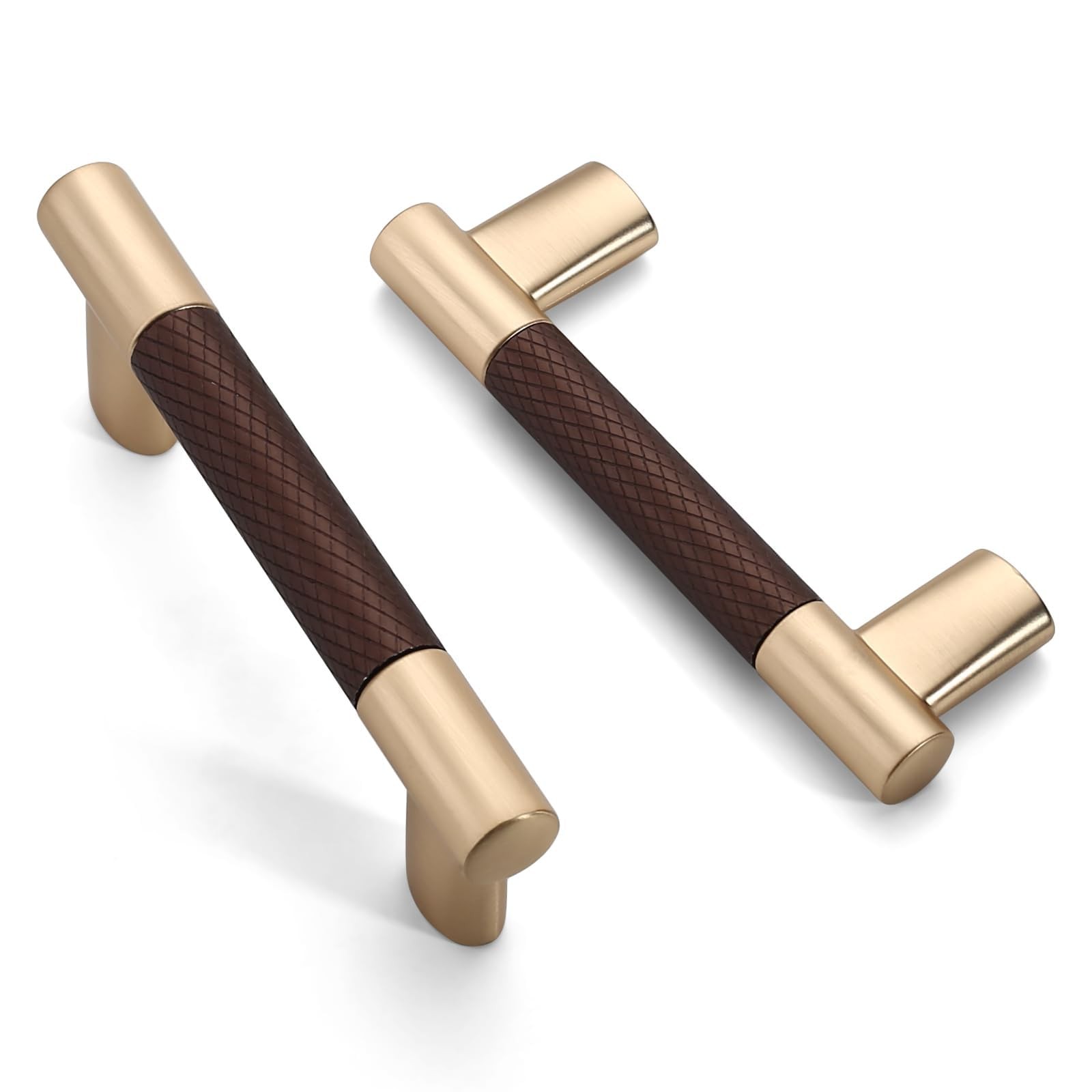 Amerdeco 10 Pack Brown And Gold Knurled Cabinet Pulls 3 Inch Hole Center