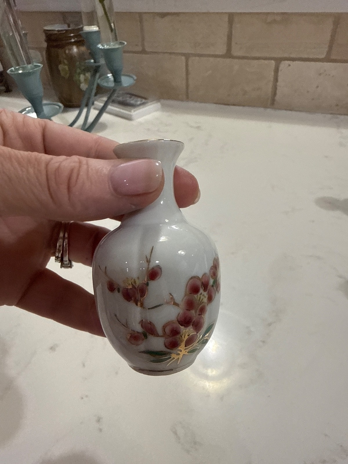 Rare Set Of 4 Mini-Porcelain Flower Vases