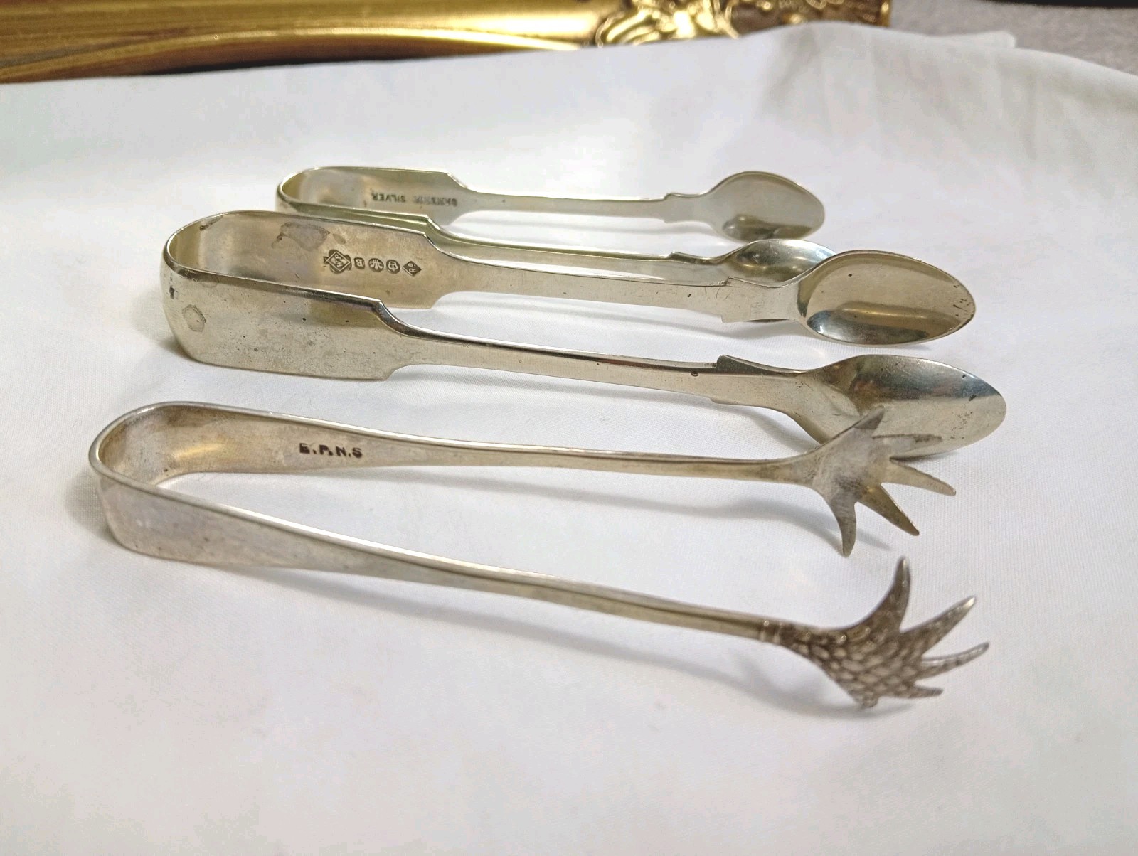 Three Vintage Silver Plated Sugar Tongs ~ job lot