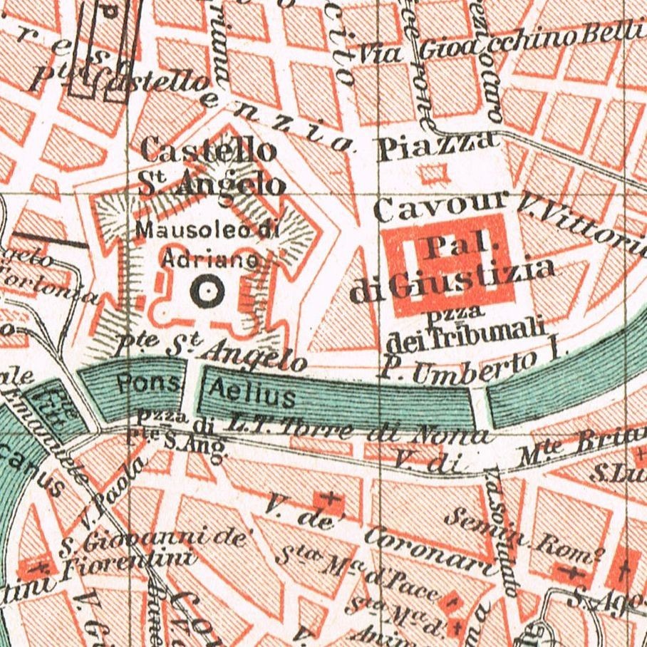 ROME Original Antique map plan 1899 DATED ITALY Repubblica Italiana VATICAN CITY