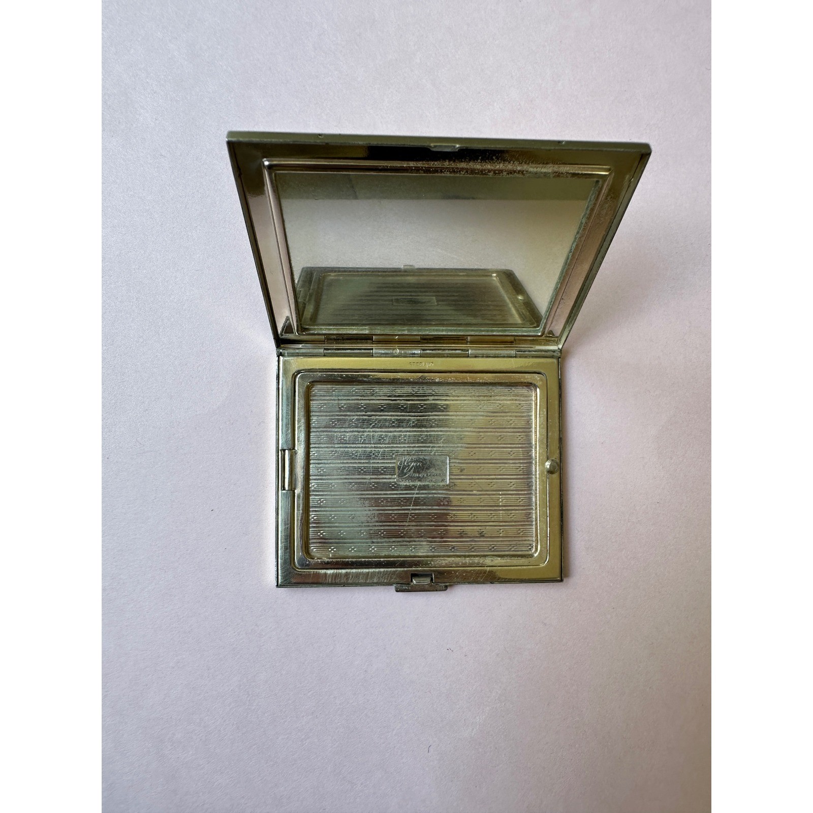 Vintage Elgin American Sterling Silver Makeup Compact Art Deco Monogrammed