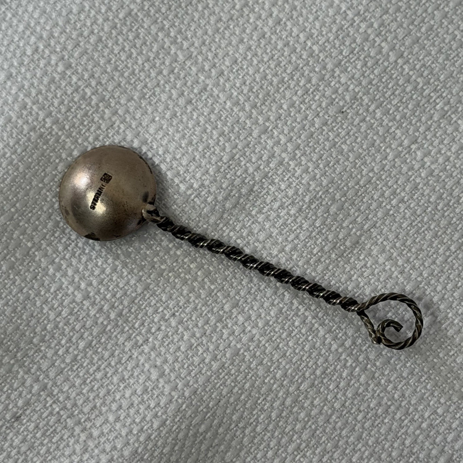 STERLING Silver Miniature SPOON Twisted Handle Maple Leaf