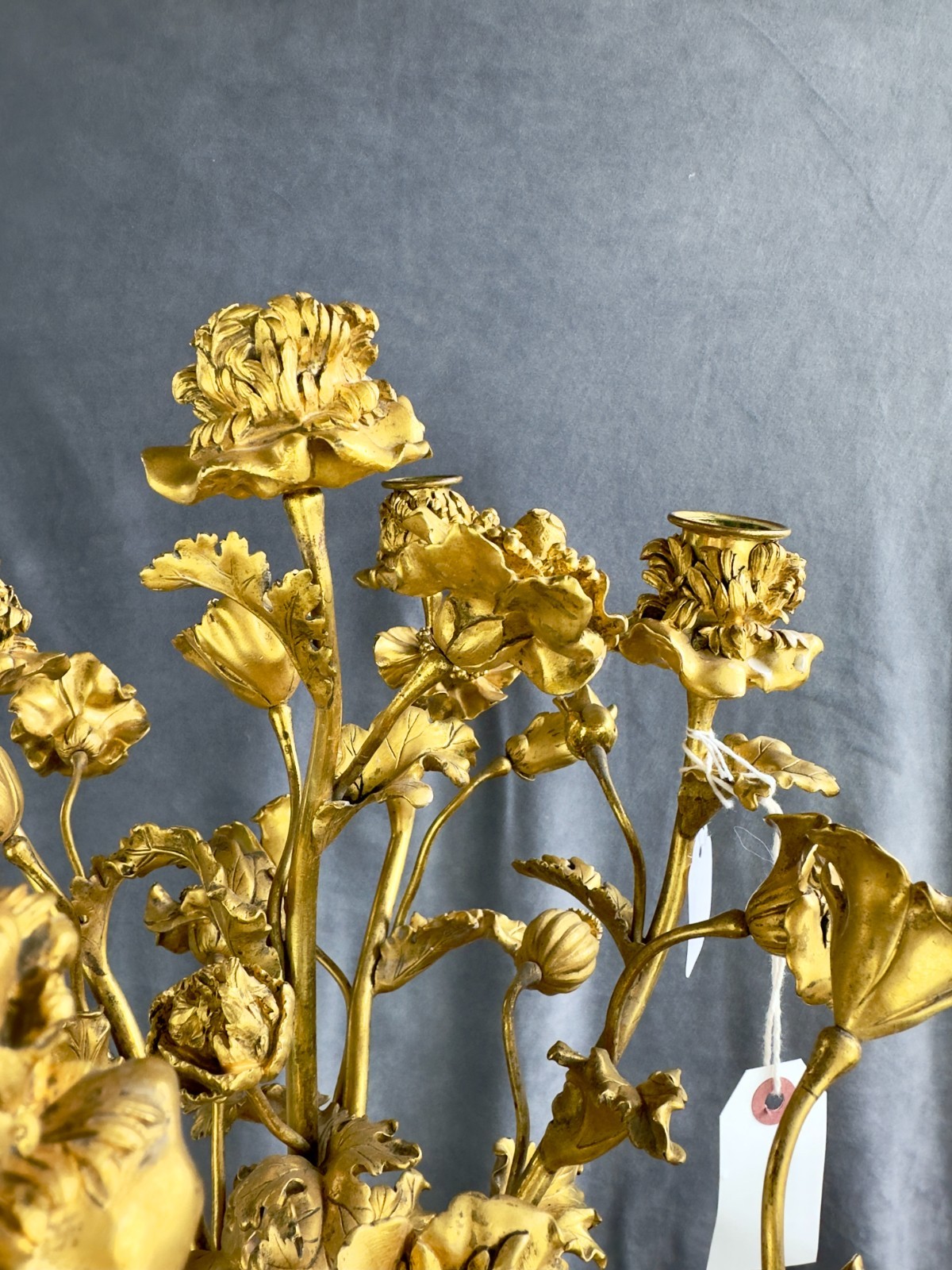 French Henry Dasson et Cie Gilt Bronze Seven-Light Poppy Candelabra 1885