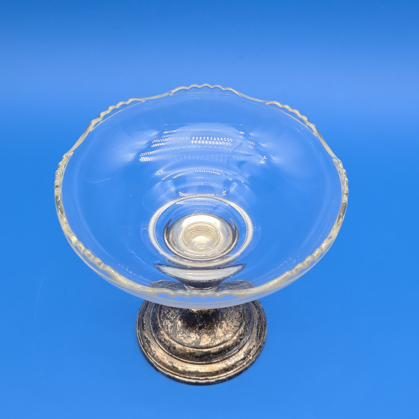 Frank M Whiting Sterling Silver Glass Compote Bowl Weighted 2001 Vintage