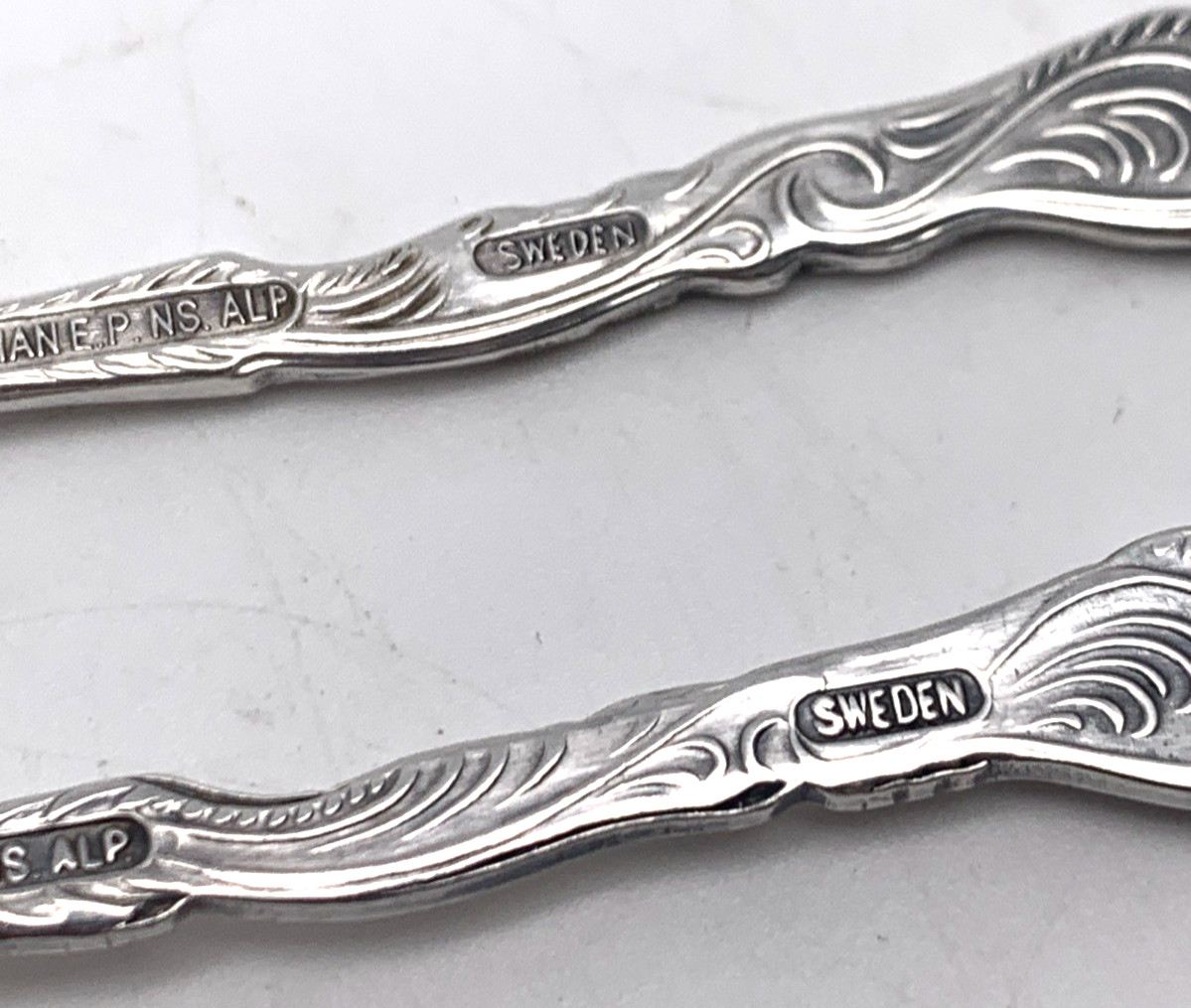 Nils Johan 4″ Snail/Lemon Fork and 4″ Demitasse Spoon from Sweden Silverplate