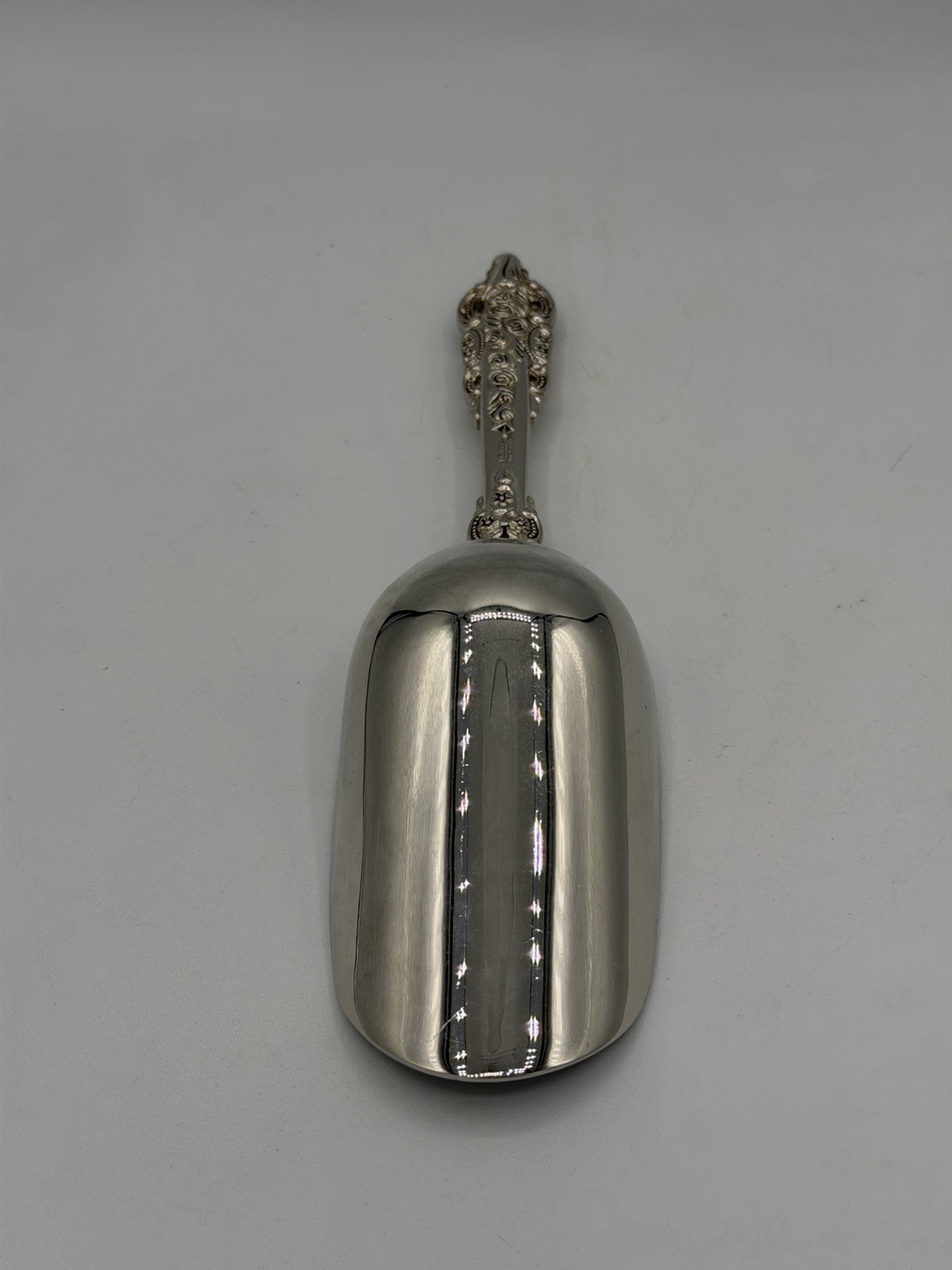Vintage Wallace Silversmiths Ice Scoop ~ Roses ~ Silver Plated~Baroque~Rococo
