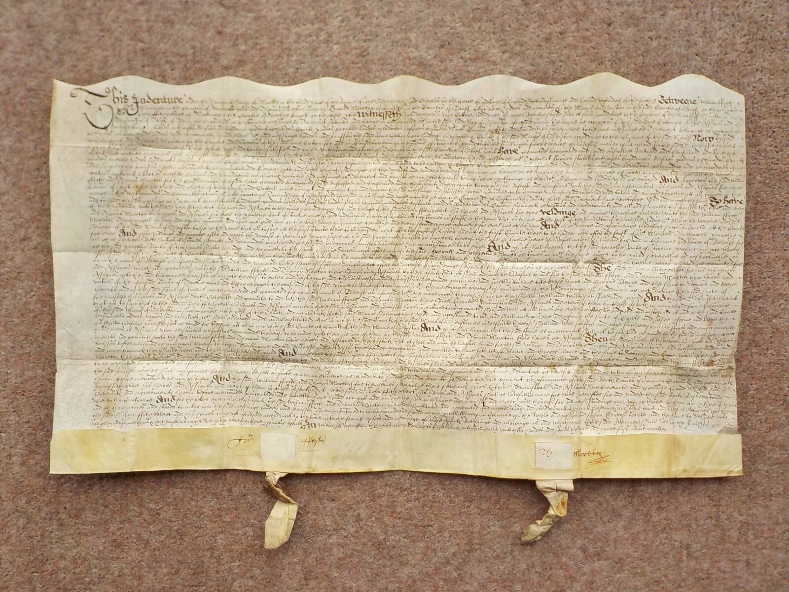1628 Shenstone Stafford Vellum Deed Indenture Calligraphy Lords of Manor Knight