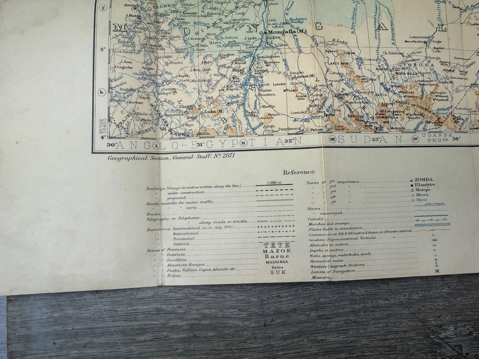 Vintage 1925 Abyssinia Ethiopia Folding Map George Philip War Office London