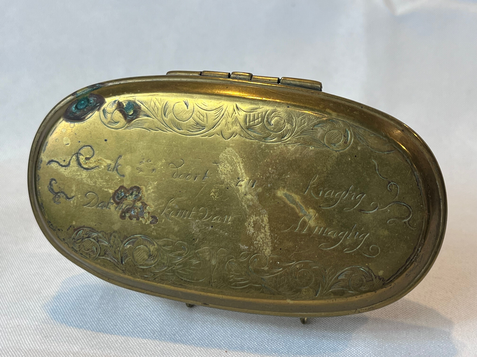 Antique C1780 Brass & Copper Dutch Republic Tobacco Box Jewelry Case 18th Cent.