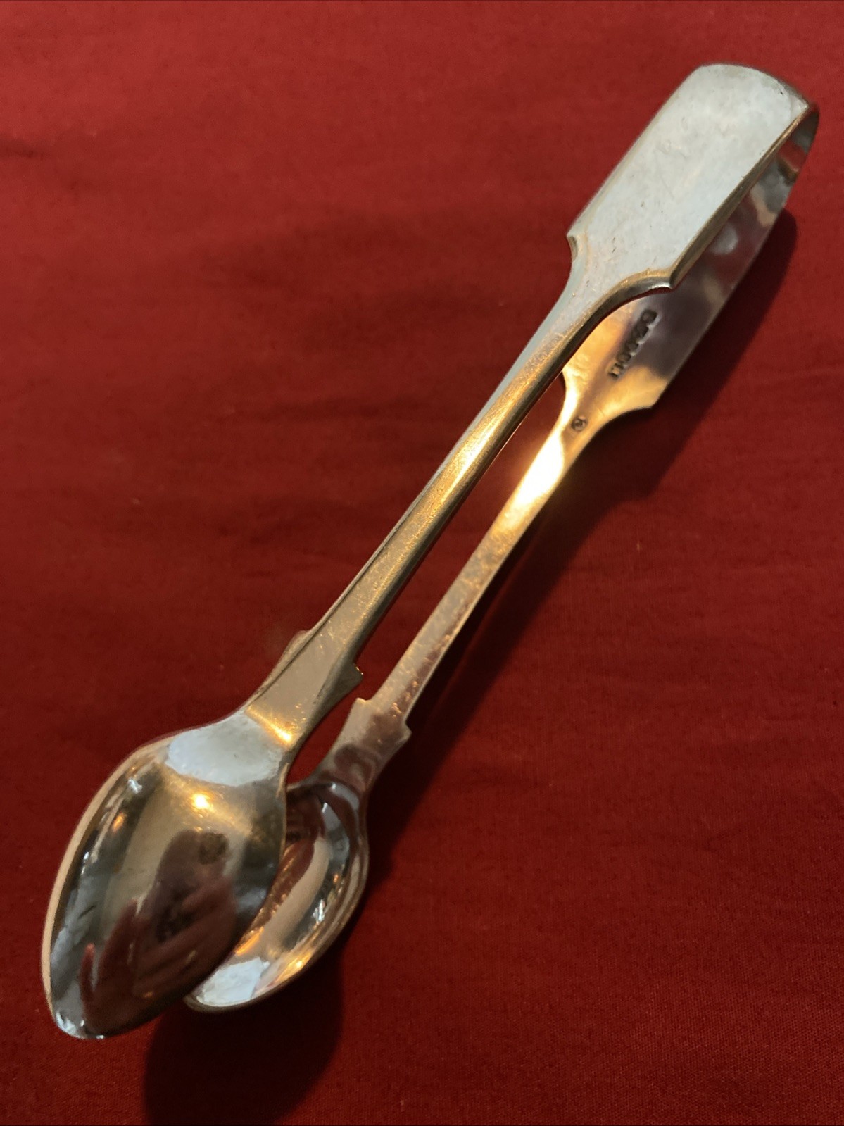 Large Antique Silver Plated Fiddleback Sugar Tongs, Mammatt, Buxton & Co c.1870s