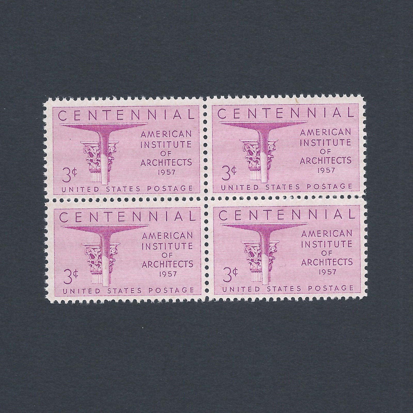 American Institute of Architects Centennial Mint Set of 4 Stamps 65 Years Old!
