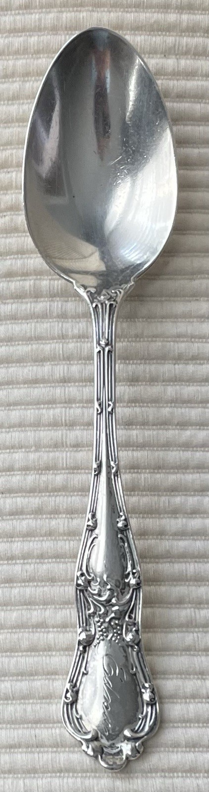 RARE George Shiebler GOTHIC (1892) Sterling Silver 5 1/2″ Teaspoon EDNA Monogram