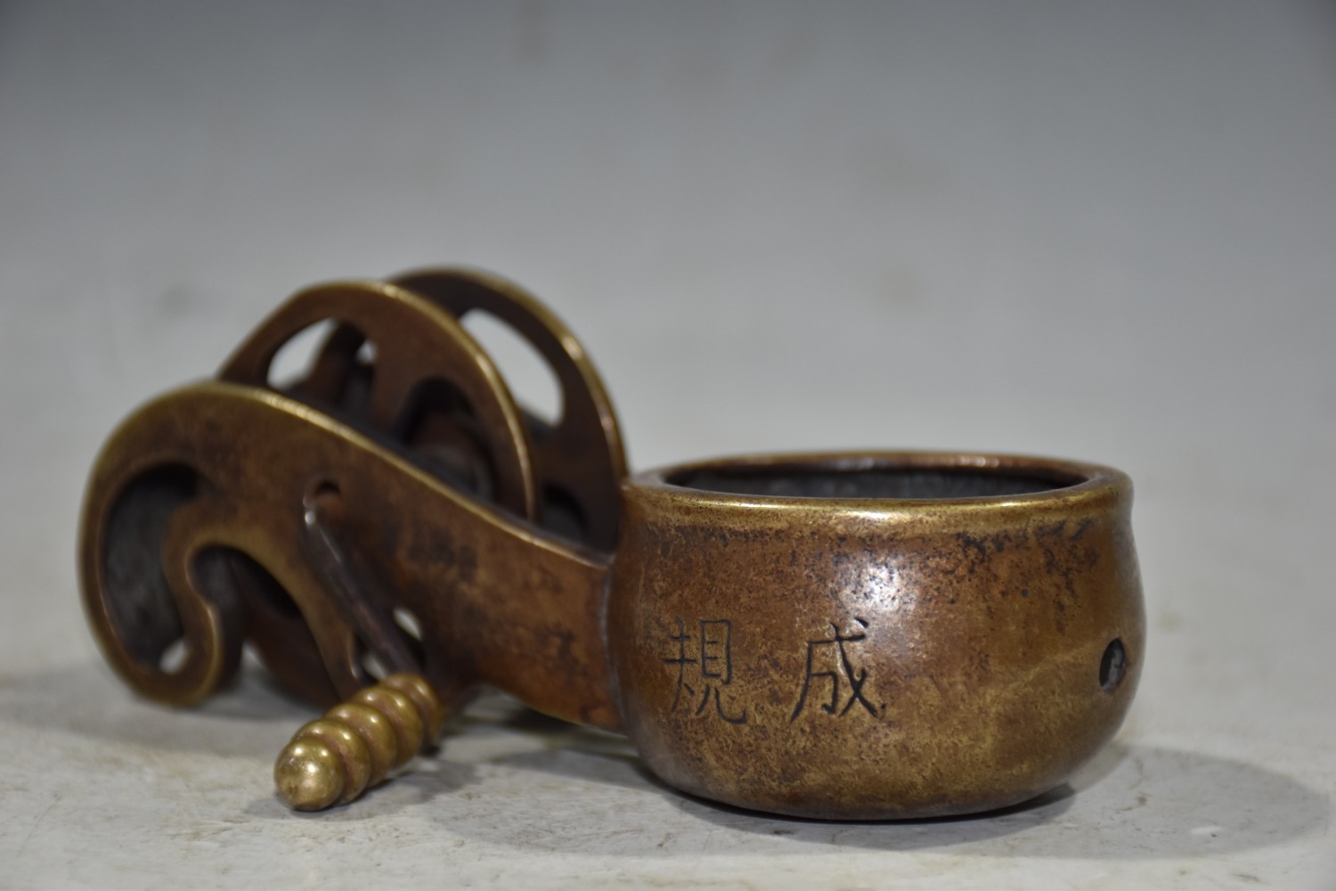 5.1″ China Old Antique Collection Bronze Lettering Ink Marker Free Shipping