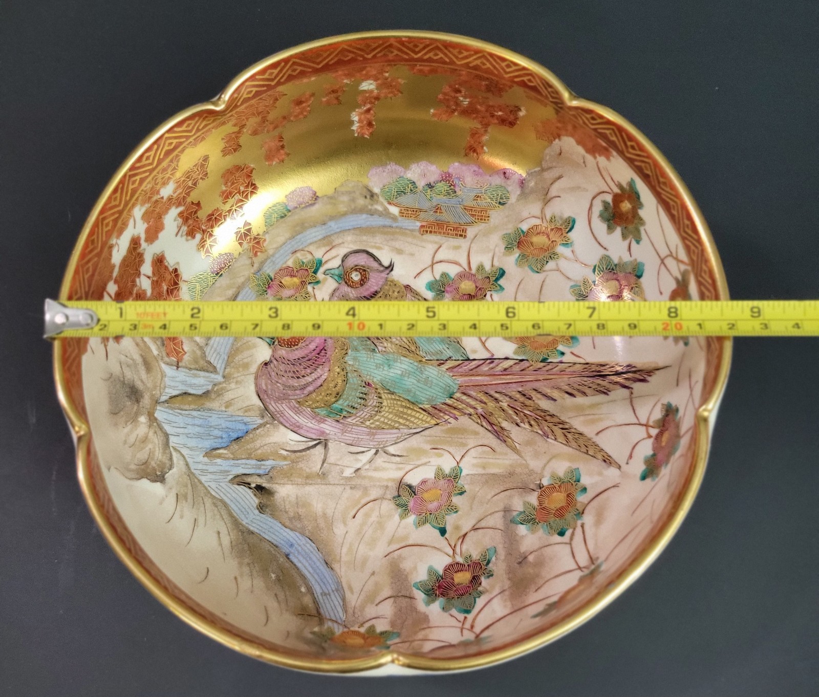 1850- 1899 Japanese Meiji Period Satsuma Bowl Signed Shimazu Clan 8.5″ EUC