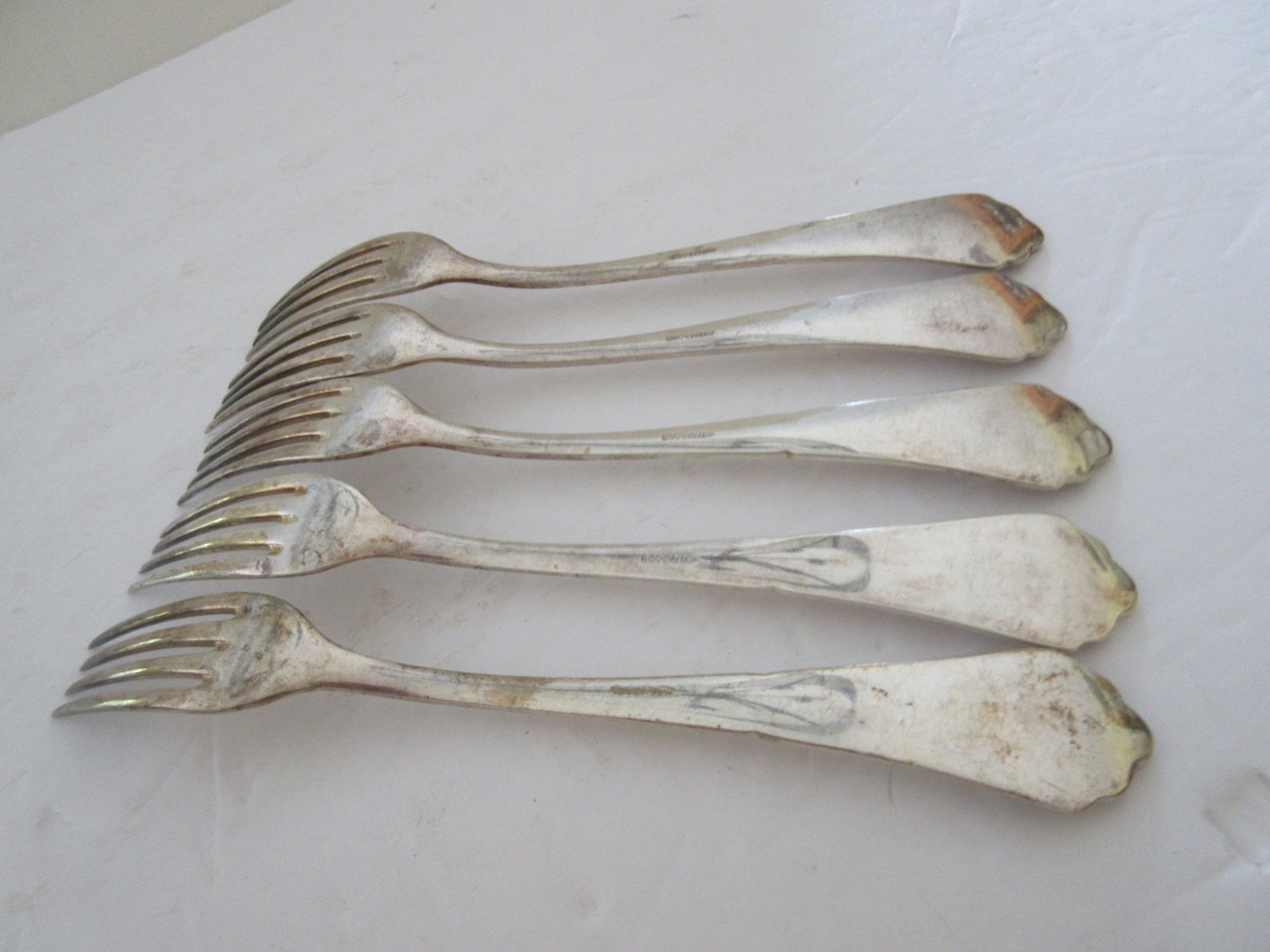 Antique Germany BREMER 800 Silver Set of 5 Forks 187.7 grams / 6.035 t.oz