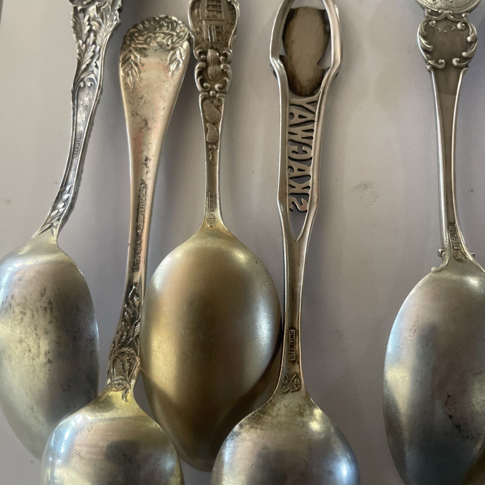 Lot Of 14 Sterling Vintage Souvenir Spoon Collectible 230 Grams