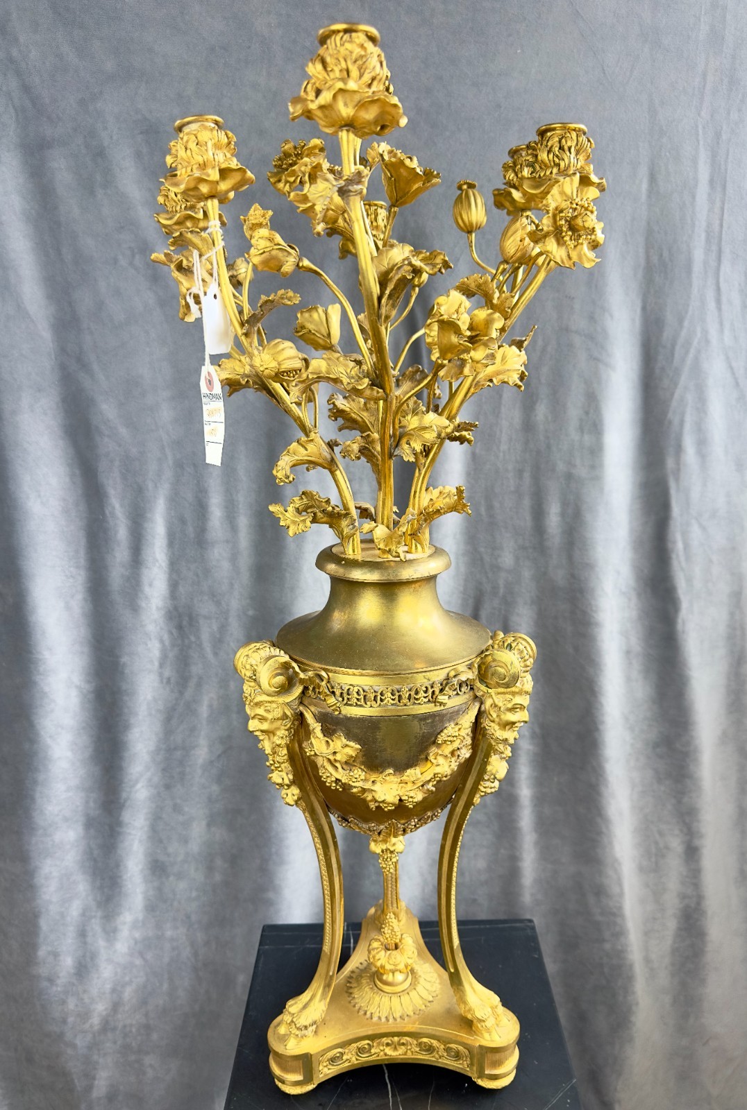 French Henry Dasson et Cie Gilt Bronze Seven-Light Poppy Candelabra 1885