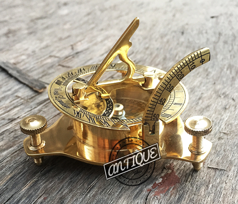 Vintage London west maritime antique SUNDIAL COMPASS brass nautical Christmas Gi