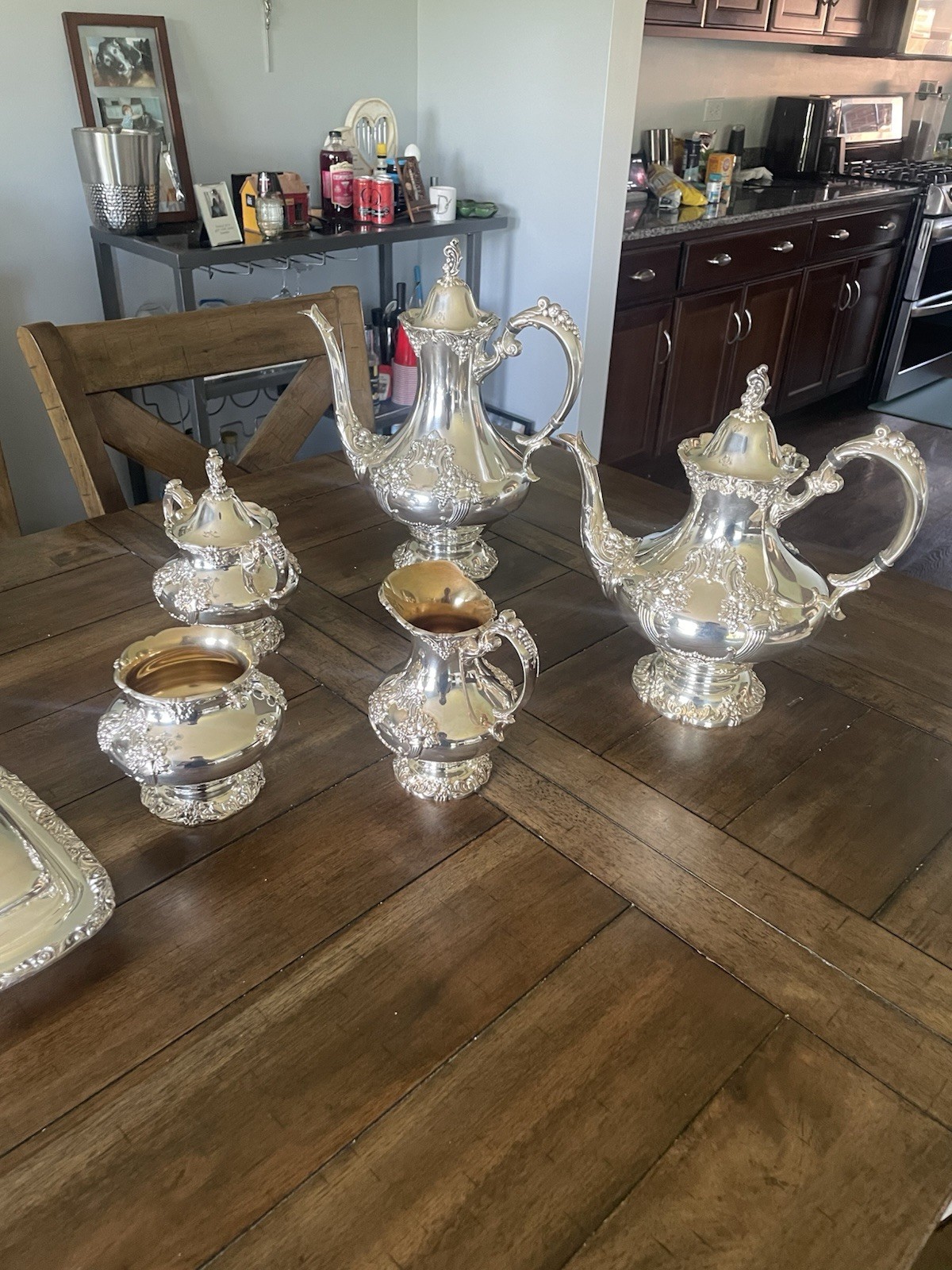Reed and Barton king Francis coffee and tea set with additional butter tray