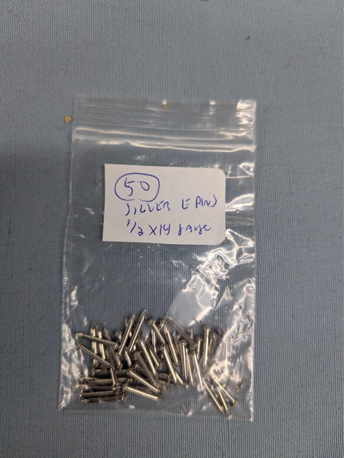 50pcs silver Escutcheon Pins Brad Nails Round Dome Head- 1/2” X 14 Gauge