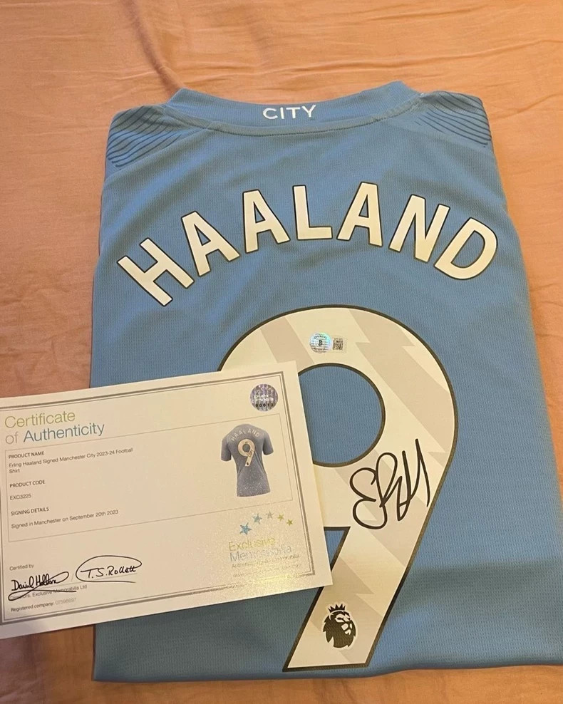 Erling Haaland Back Signed Manchester City 2023-24 Home Jersey