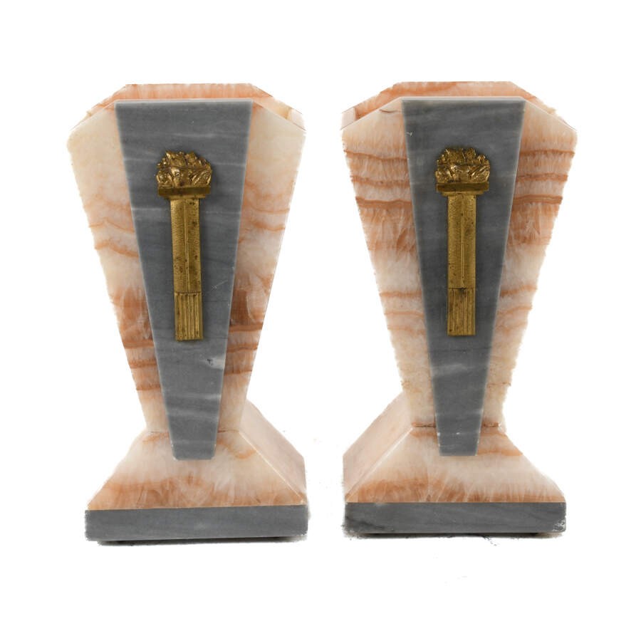 Matched Pair of Art Deco Garnitures