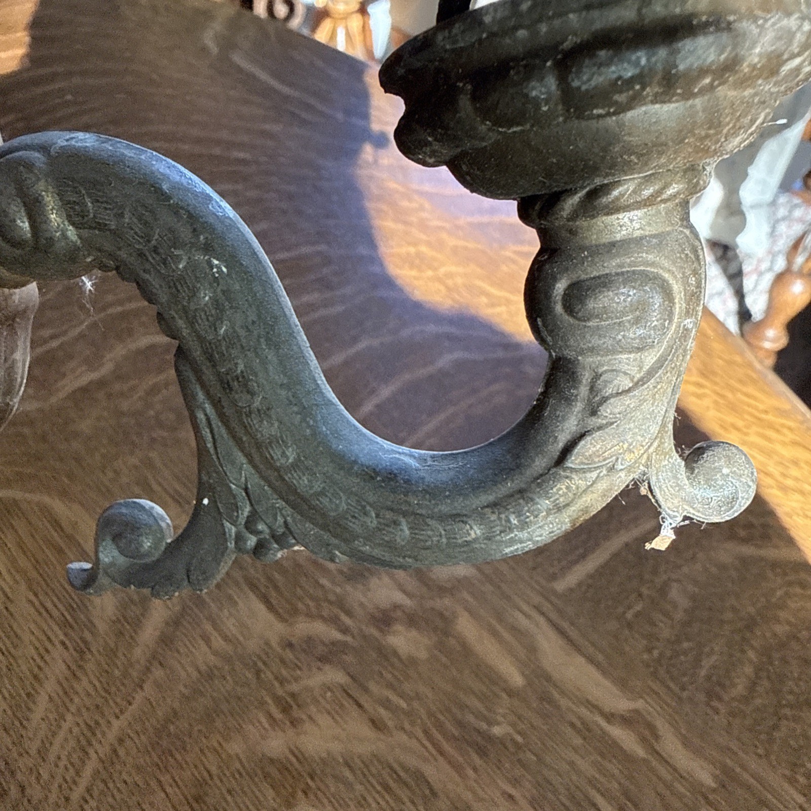 antique 1920s or 1930s Art Deco three-light candelabra Salvage Cast Brass