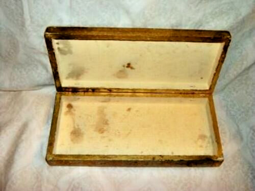 Italian Florentine Renaissance Print Wood Box Long Gilt Aqua Pink Dresser Gloves