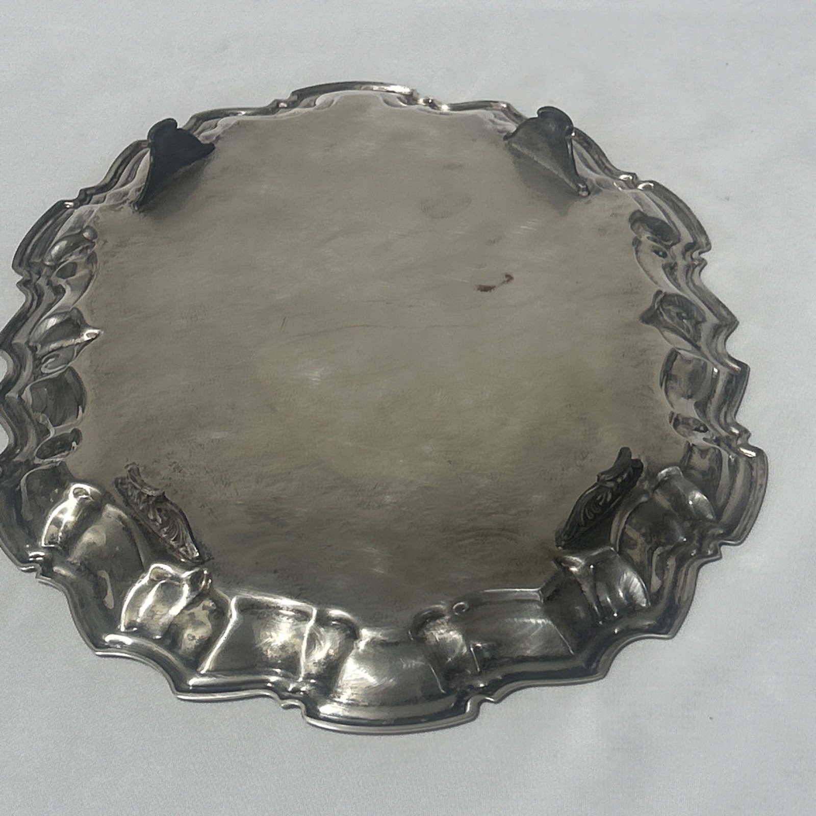 Vintage F.B. Rogers Silver Co 5737 Silverplate Footed Serving Tray Platter 14”