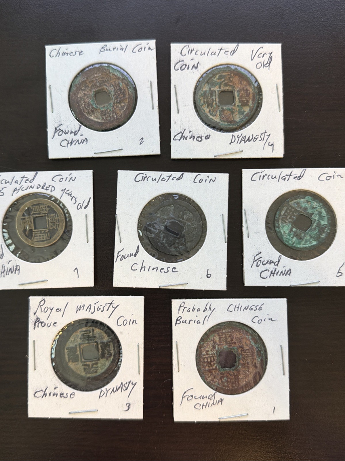 Ancient China Money Coin Lot of 7 Old Chinese Coins Circulated Burial