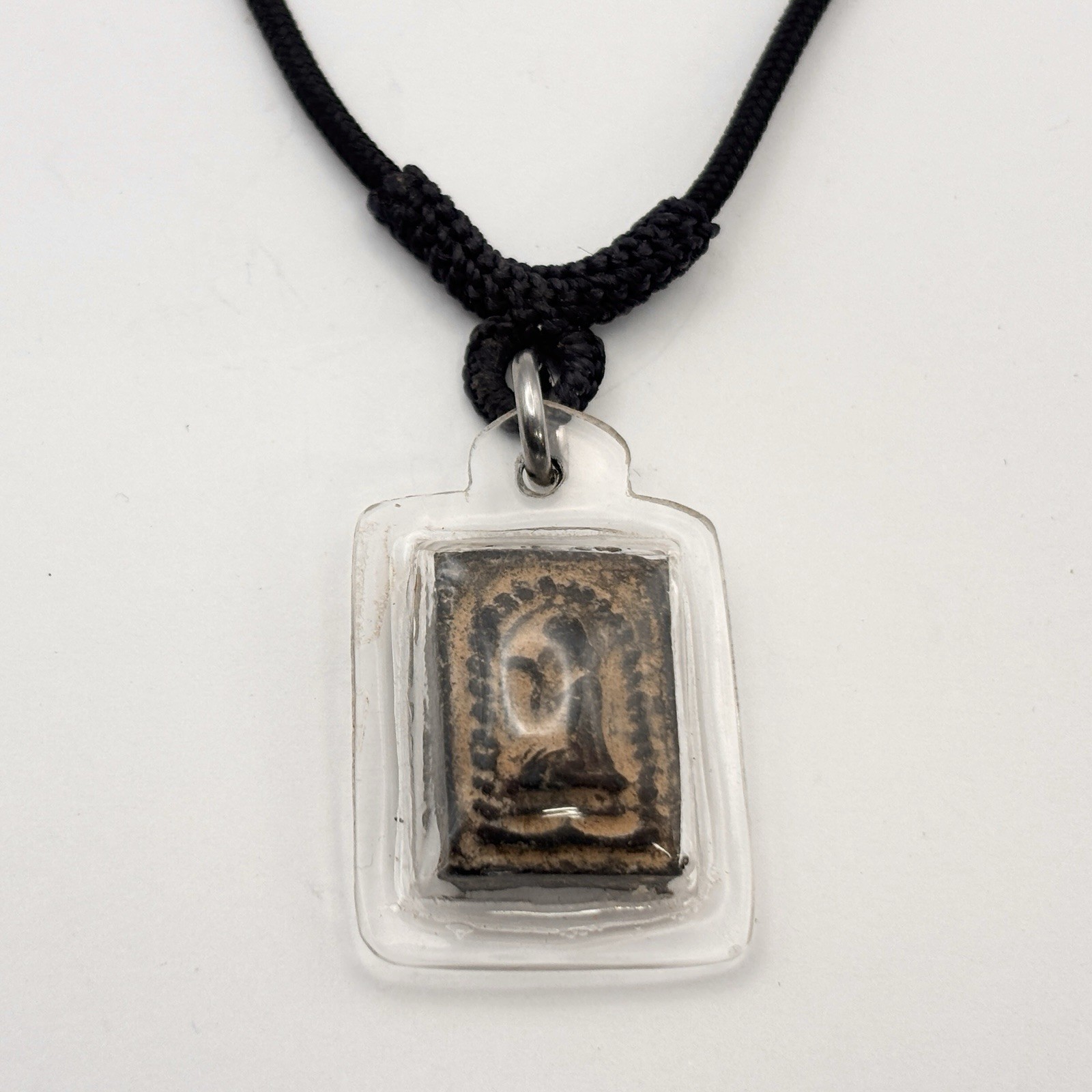 Nang Kwak Clay Amulet Good Luck Grace Sealed On Adjustable Cord Necklace