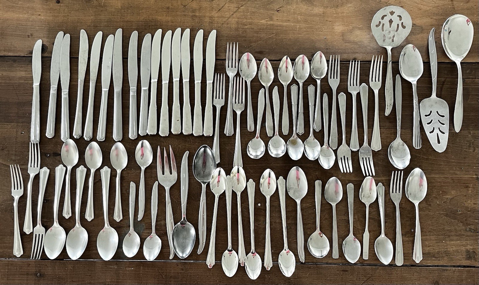 Vintage Lot Of 65+ Mixed Stainless Steel Silverware Serving Utensils