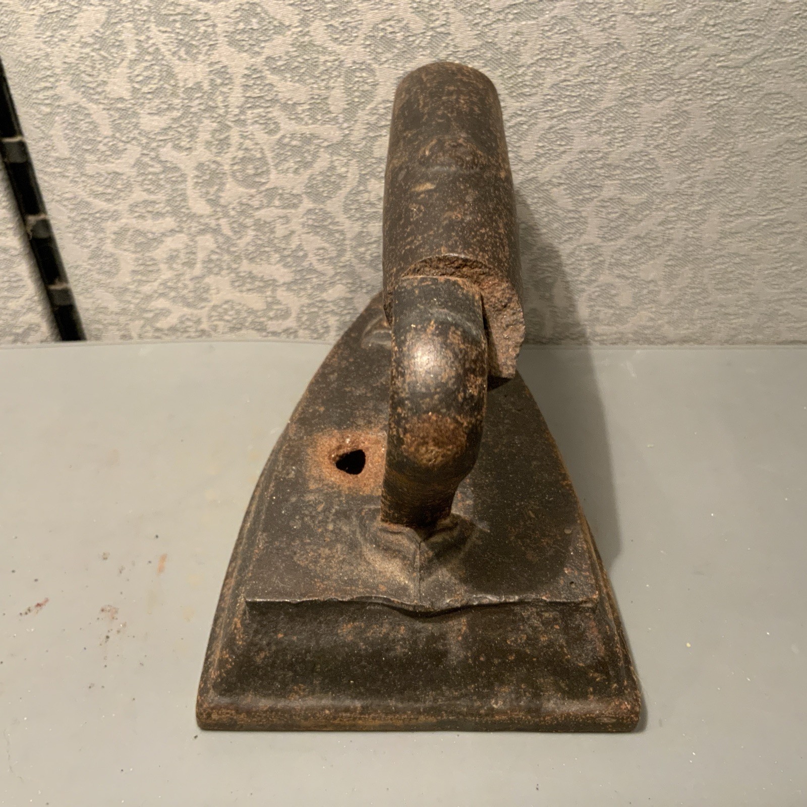 Antique 19th Century Cast Iron Sad Iron, Primitive Farmhouse Decor