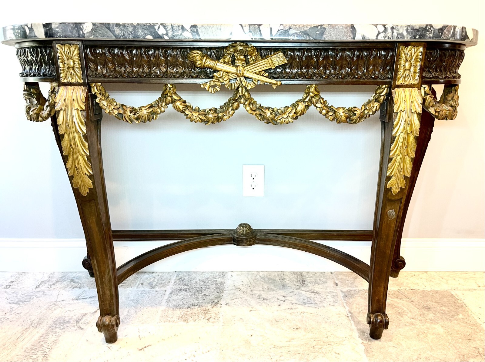 1850-1899 French Antique Marble Top Console Table Stand