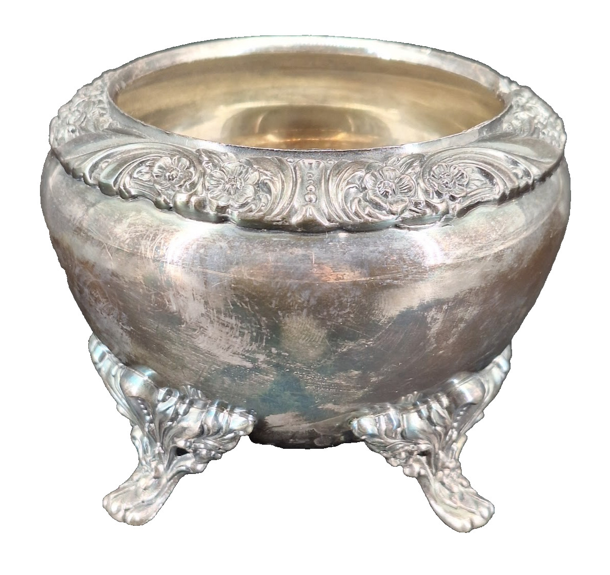 Vtg Heritage 1847 Rogers Silver Plated Footed Rose Bowl Open Sugar Bowl