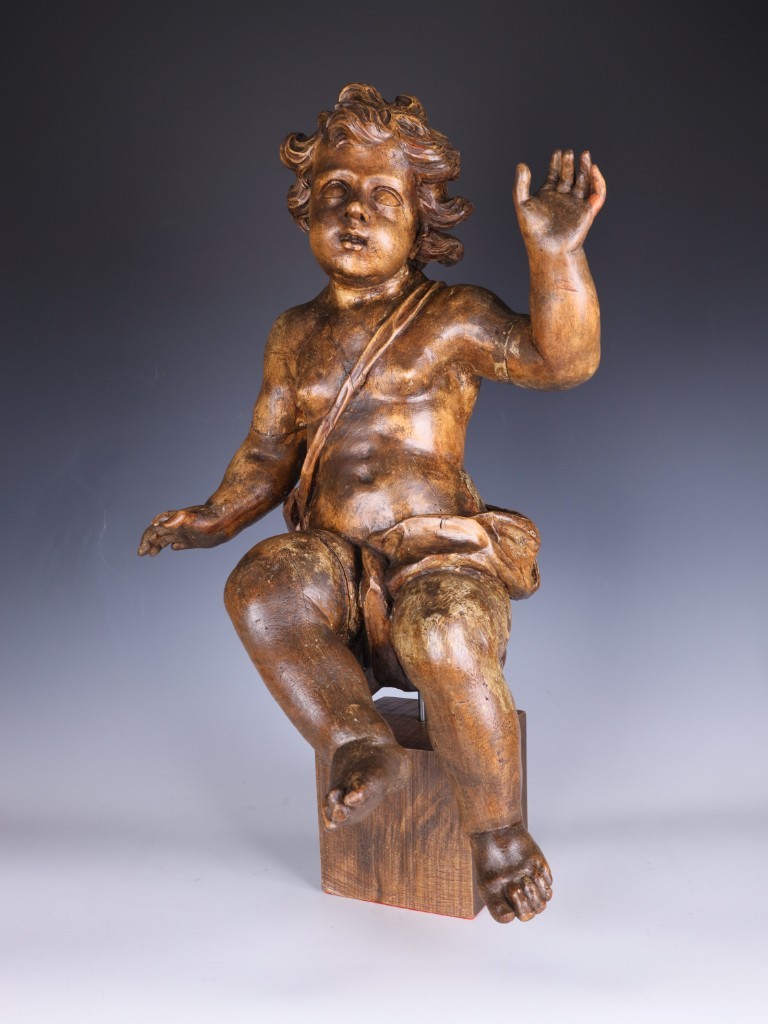 Large Italian Carved Wooden Putto Cherub Figure | Late 18th Century Ecclesiastic