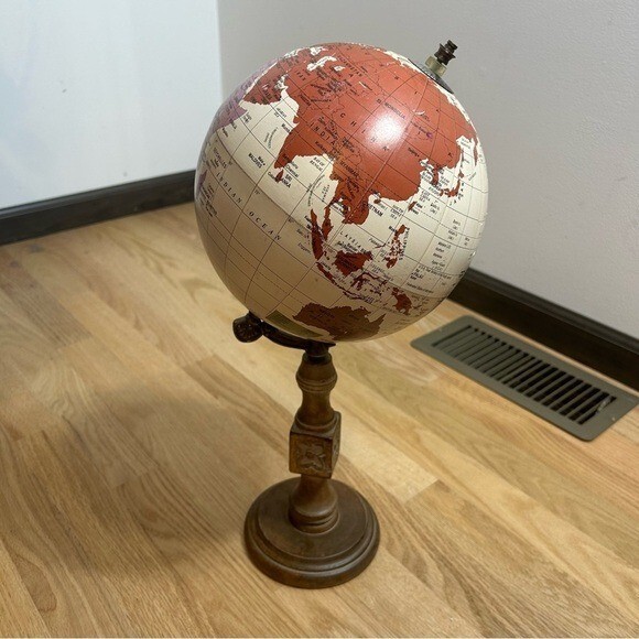 Wooden Paper Globe Stand Office Decor Map Wedding Decoration Travel Theme