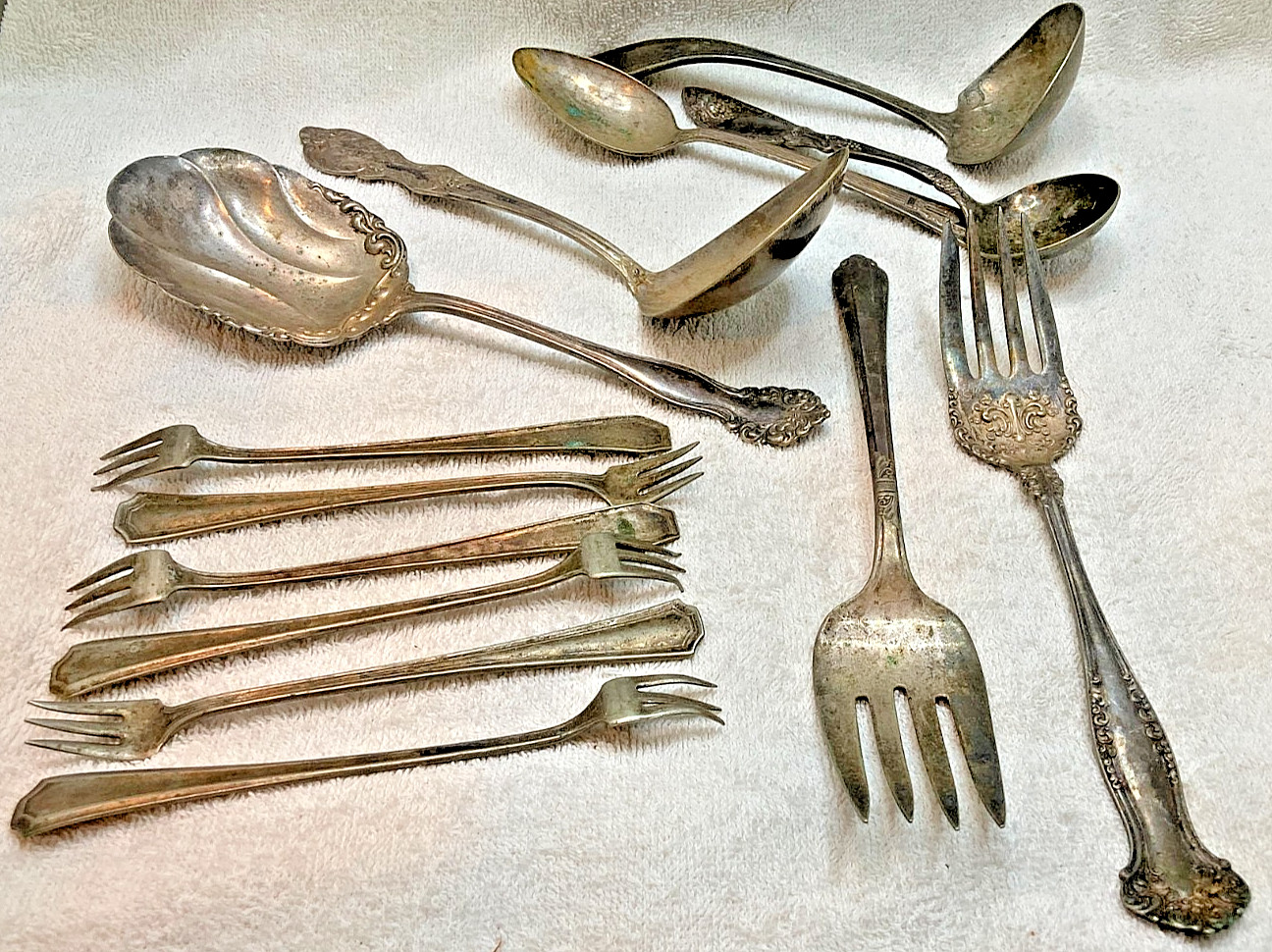Crafters Lot of Old Silverplated Flatware Pieces – As Is 13 Pieces