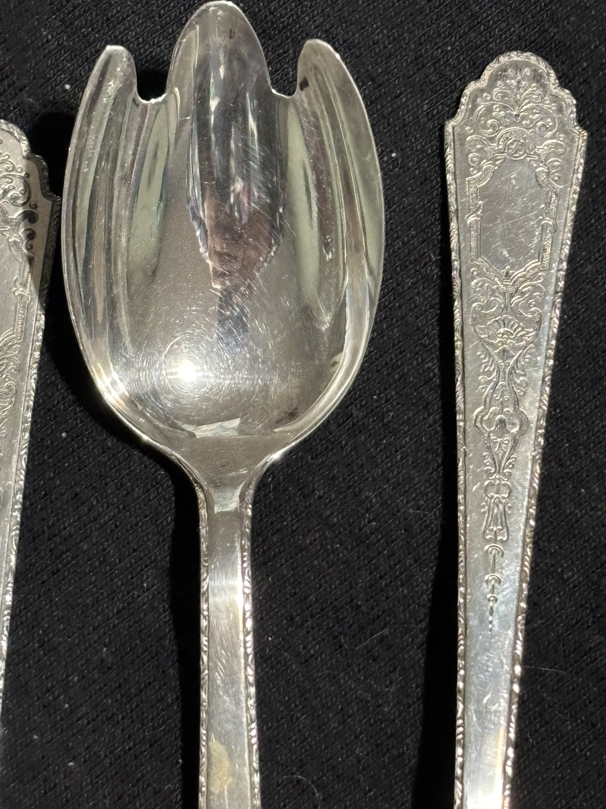 Set of 4 Antique Sterling Silver Fluted Ice Cream Forks LUNT MARY II No Monogram