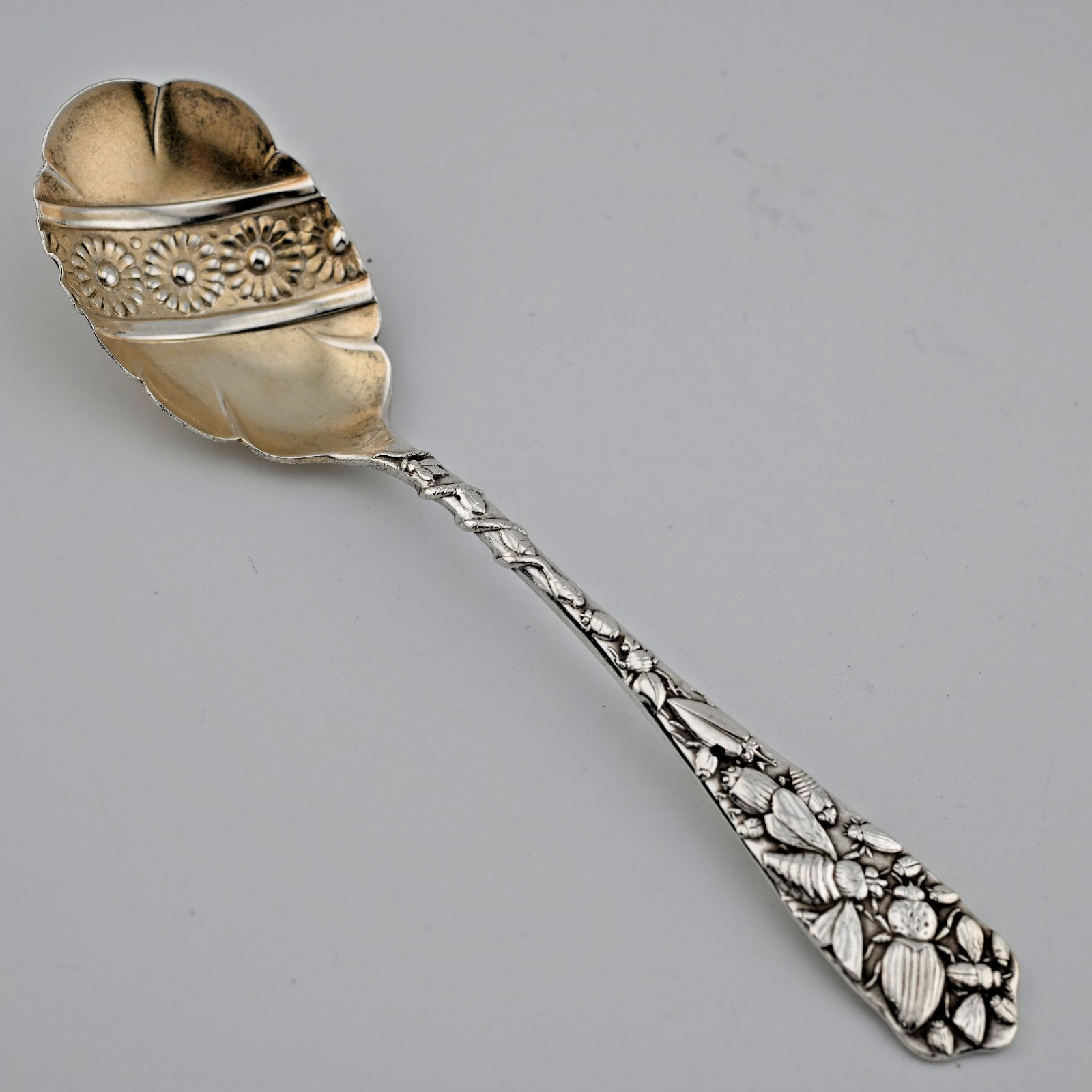 Rare Sterling Silver Durgin Bug 1885 Aesthetic Serving Spoon Insects Snake